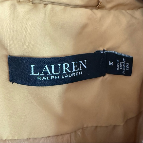 Lauren Ralph Lauren Mustard Quilted Jacket Faux Sherpa Collar Corduroy Trim Sz M - Picture 7 of 13